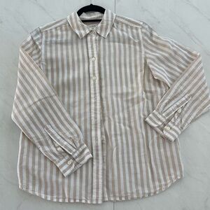 J. Crew Beige and White Striped Shirt